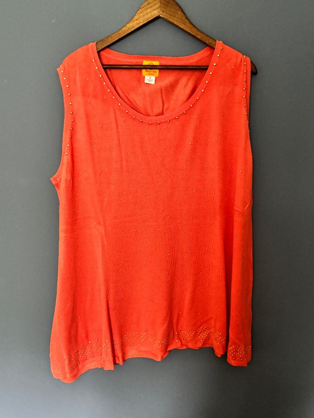 Ruby Rd orange sleeveless sweater with metallic accents in EUC Size 3X
